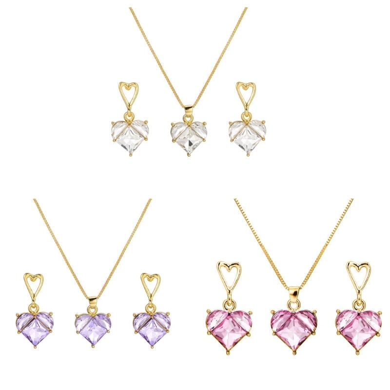 Fashionable Jewelry Heart Pendant Necklace Heart Damgle Earrings Alloy Material