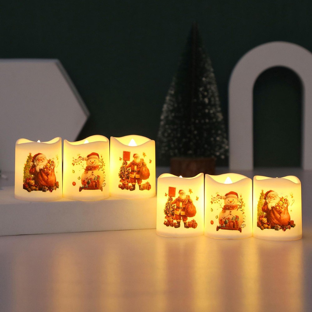 Christmas LED Candles Battery Operated Santa Claus Candles 6X Christmas Candles