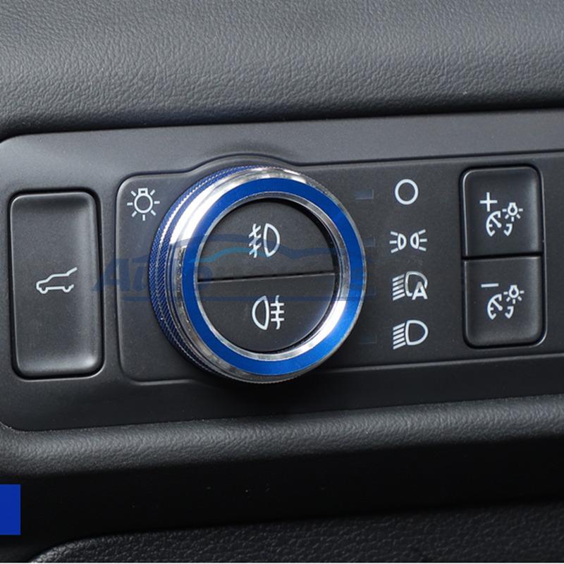 Blue Aluminum Headlight Switch Knob Cover for 2020-2023 Ford Explorer