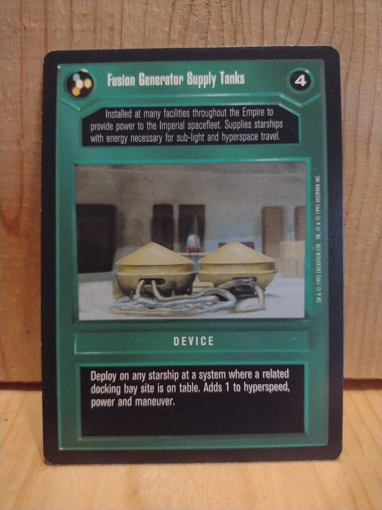 1995 Star Wars Card Game: DEVICE: FUSION GENERA SUPPLY TANKS   black BORDER  MC9