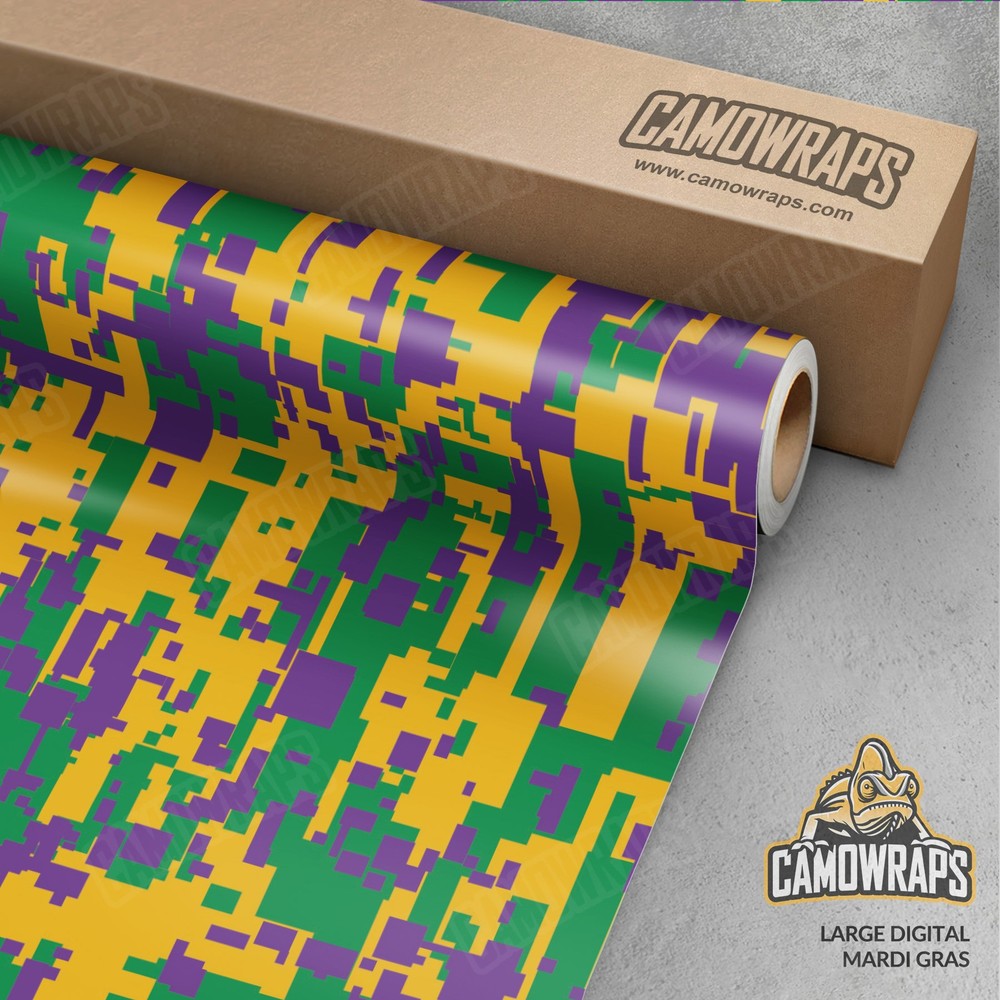 Large Digital Mardi Gras Camo Vinyl Wrap - Durable Cast Decal Film