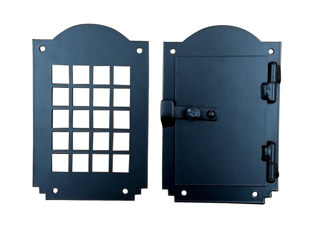 Hinged Door Speakeasy Grille, Door Viewer, Rustic Hardware, Arched Style, Black