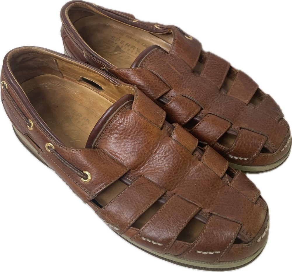 Sperry Gold Cup Mens Leather Deerskin Fisherman Sandals Size 8