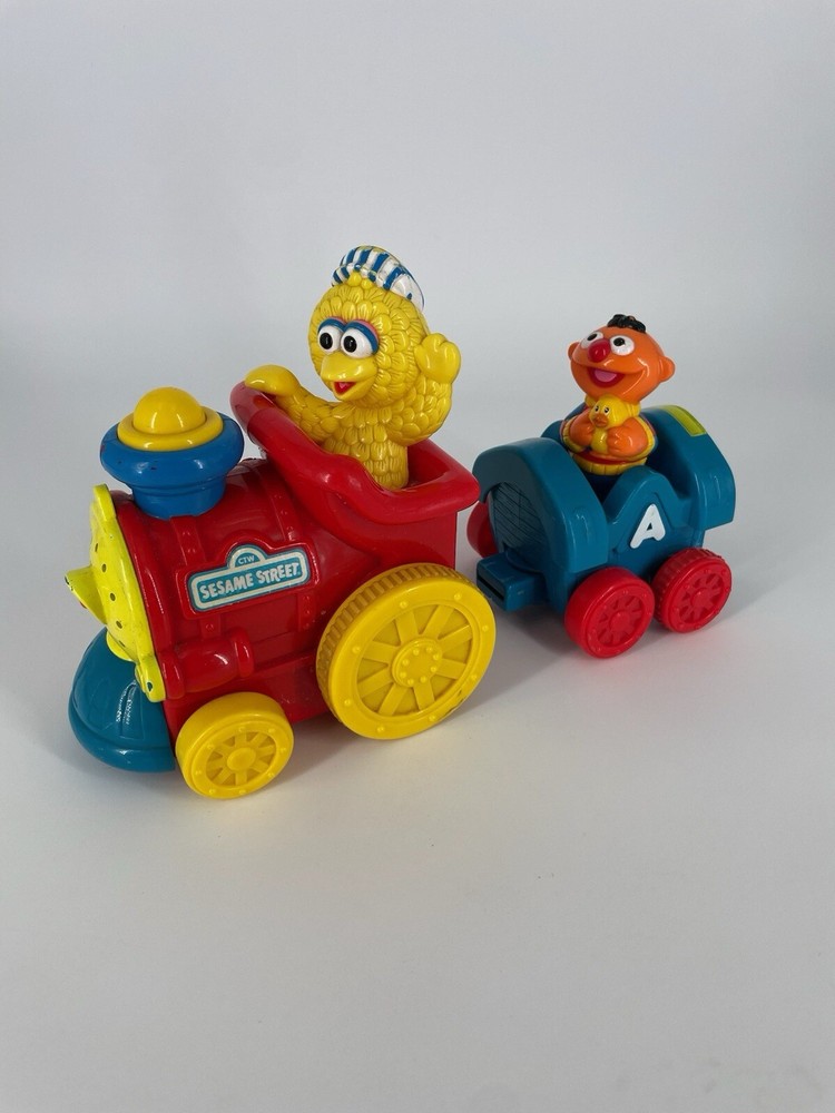 Sesame Street Train Vintage Automated Big Bird Play &Learn Train( Rare) 2-Cars-image