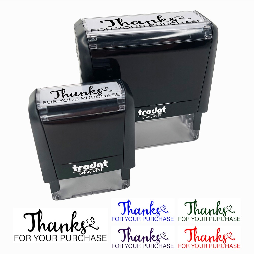 Thanks for Your Purchase Order Perched Bird Self-Inking Rubber Stamp Ink Stamper