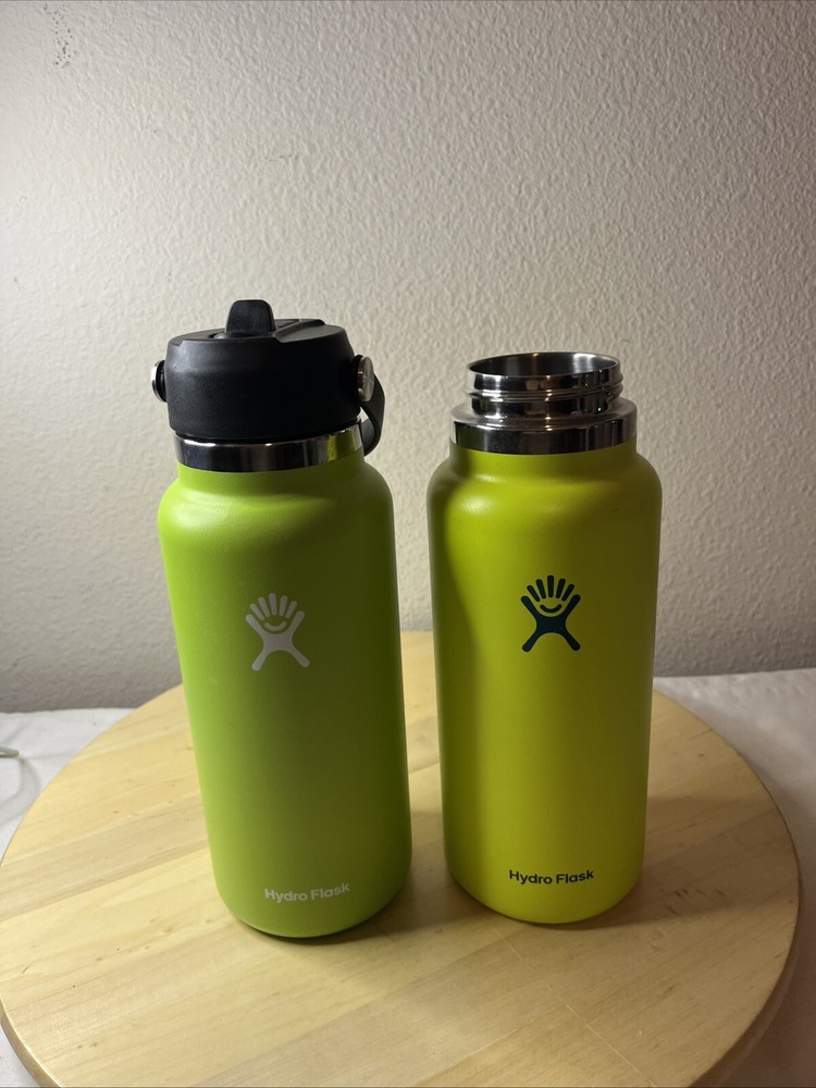 Hydro Flask 20oz Wide Mouth Bottle Set with Flex Sip Lid in Carnation & Yellow Green, 2-Pack