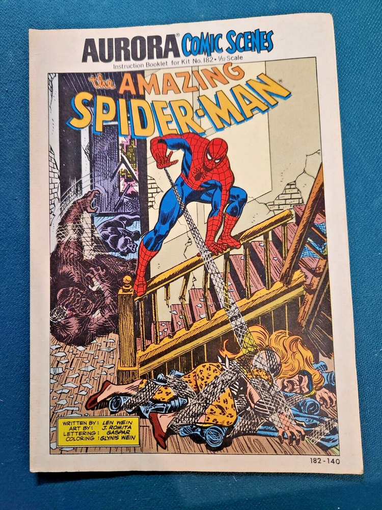 1974 Aurora Comic Scenes Spider-Man #182 Instruction Booklet in Great Condition