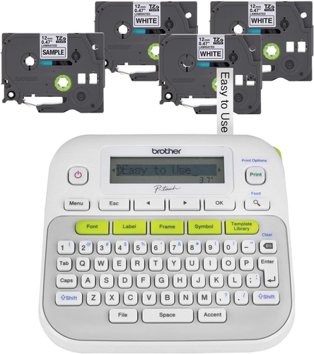 Brother P-Touch, PTD210, Easy-to-Use Label Maker Bundle (4 Pack of 1, White