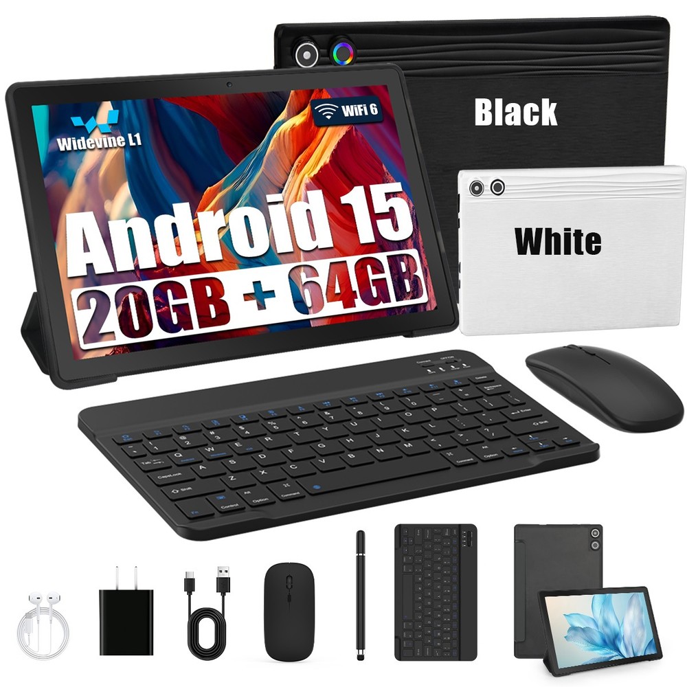10.1 inch Android 15 Octa-Core Tablet 20GB RAM +64GB With Keyboard/Mouse/Stylus