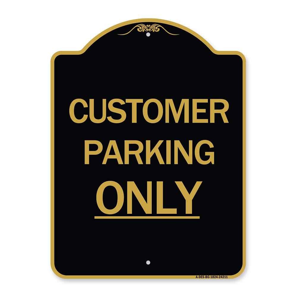 Designer Series Sign - Customer Parking Only | Black & Gold 18