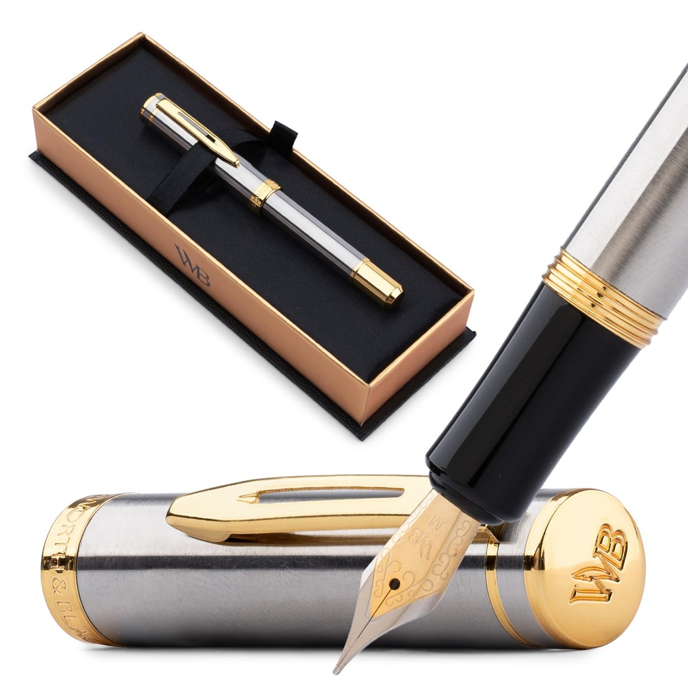 Wordsworth and Black Fountain Pen Mini EDC: Luxury Silver Heavy Pocket Pen, G...