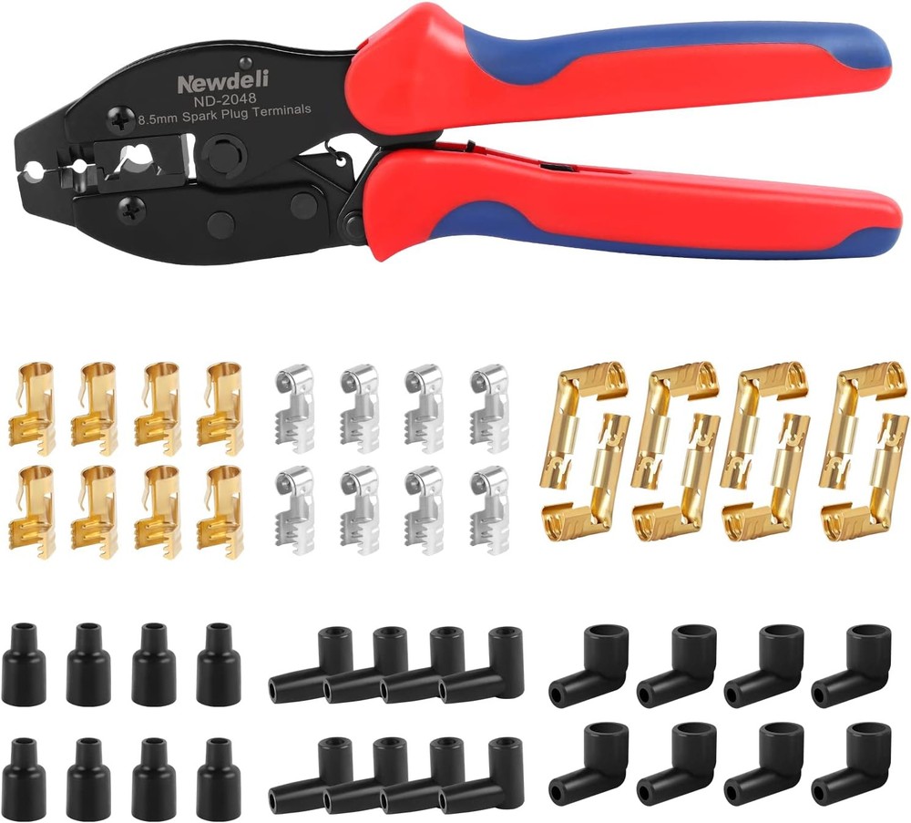 Ratchet Spark Plug Wire Crimper Set, Newdeli 25Pcs Red, Blue, Black
