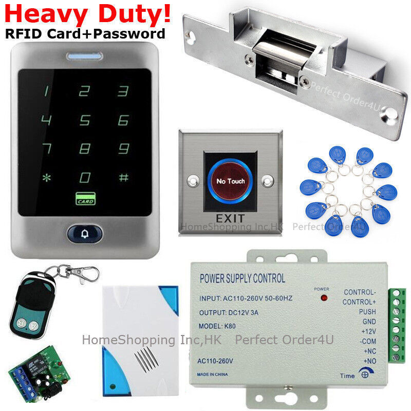Waterproof RFID Card Password Door Access Control System with Strike Lock and Remote