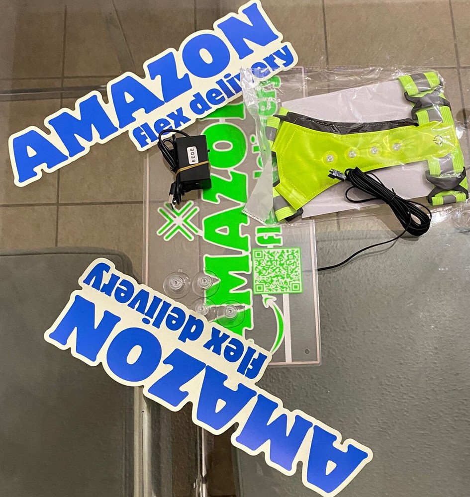 safety kit acrylic delivery driver car sign vynil adhesive decal runner led vest