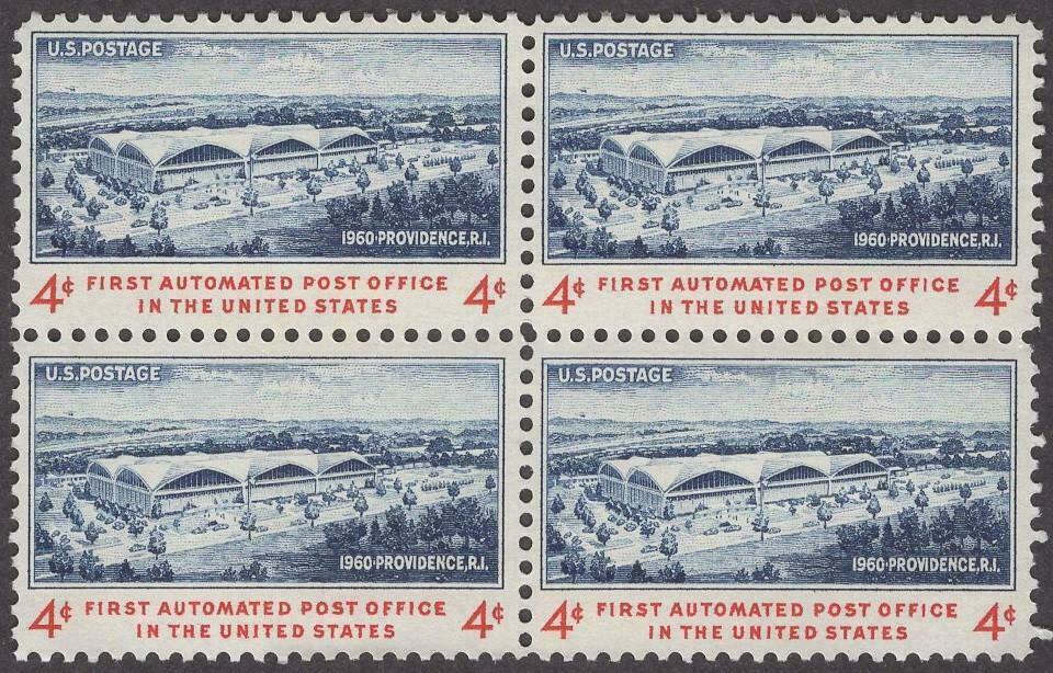 1960 Scott #1164 US Block of 4 First Automated Post Office MNH Stamps-image