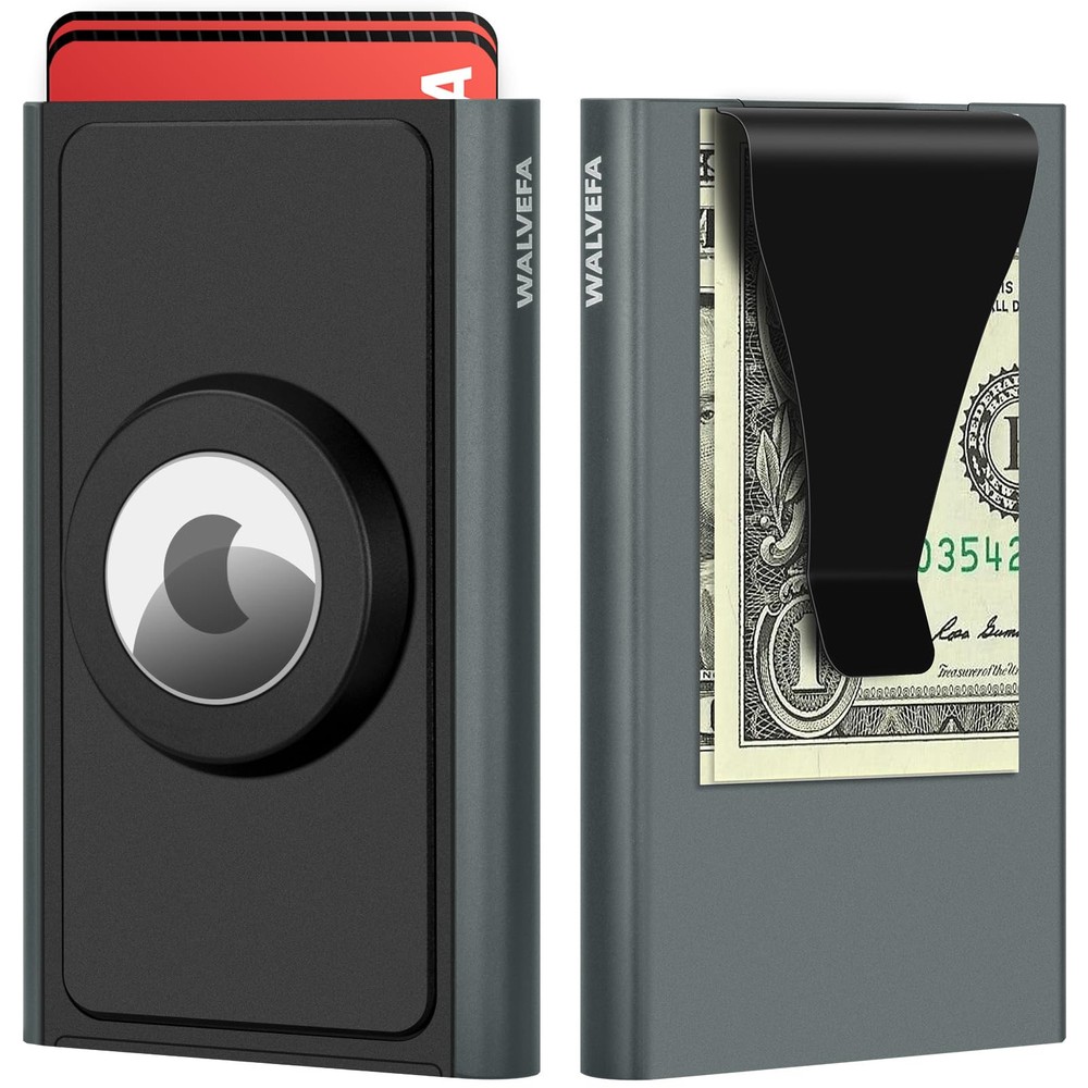 Slim Smart Wallet for Men with Built-In Apple Airtag Holder and Pop-Up Design
