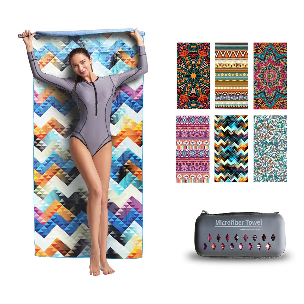 Ultra Lightweight Fast-Drying Microfiber Beach Towels with Bag