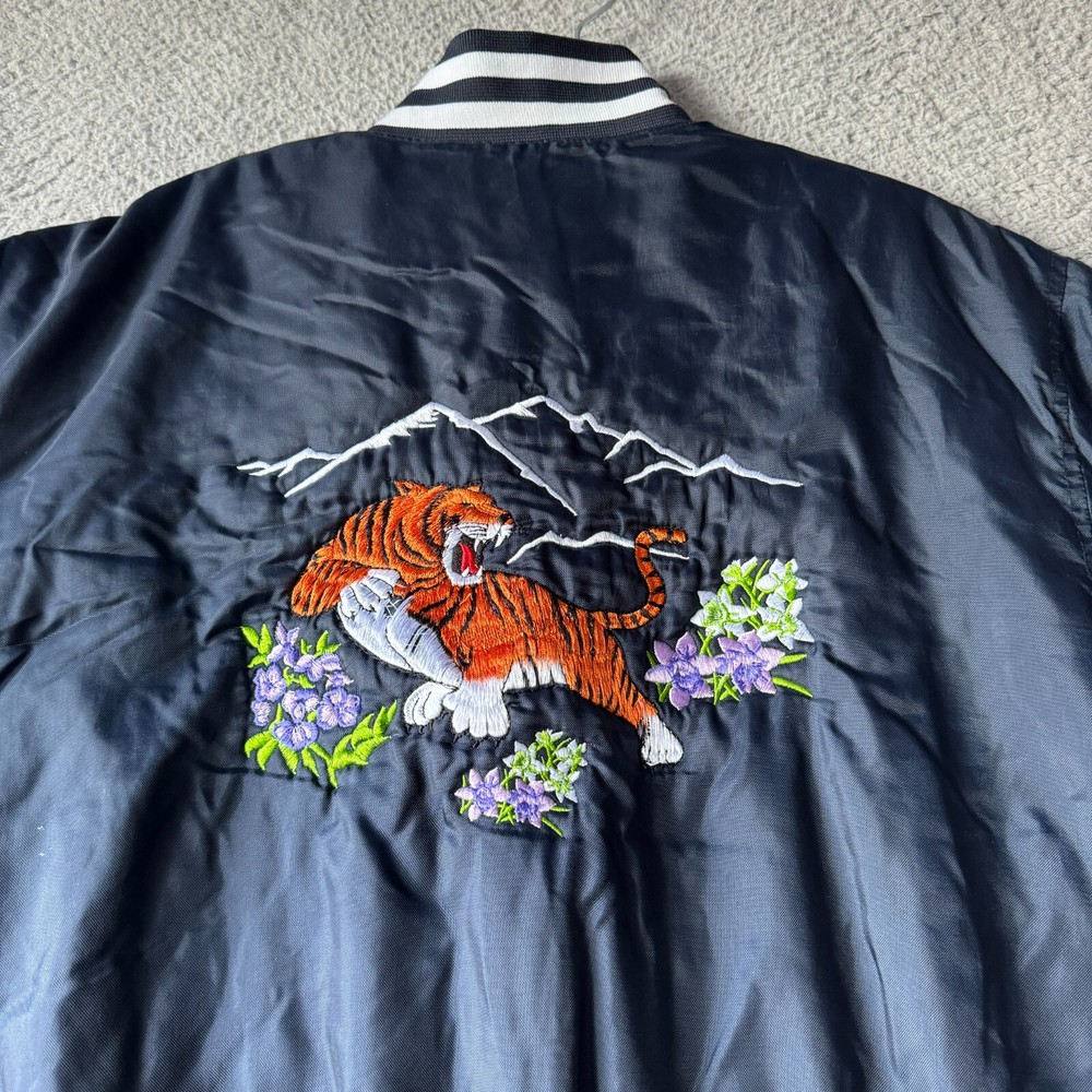 Vintage Holloway Jacket Mens Medium Blue Varsity Bomber Quilted Nylon Snap Coat