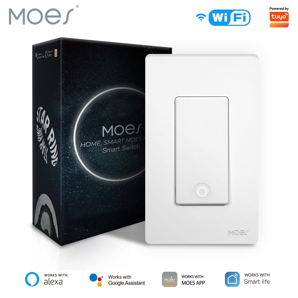 MOES 1/2/4 Pack Smart WiFi Light Switch Works with Alexa Google Home APP Remote Control Timer 3 Way