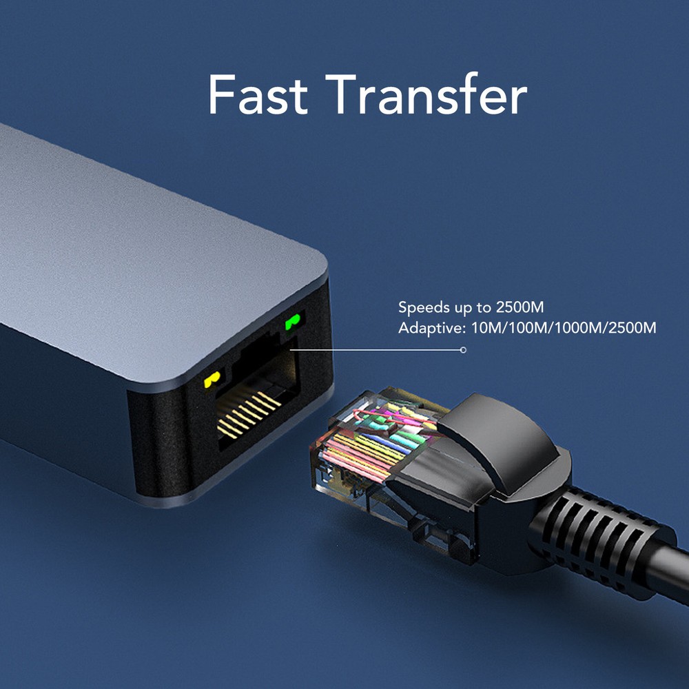 2.5G USB C to Ethernet Adapter Aluminum Alloy 2500Mbps High Speed Gigabit  