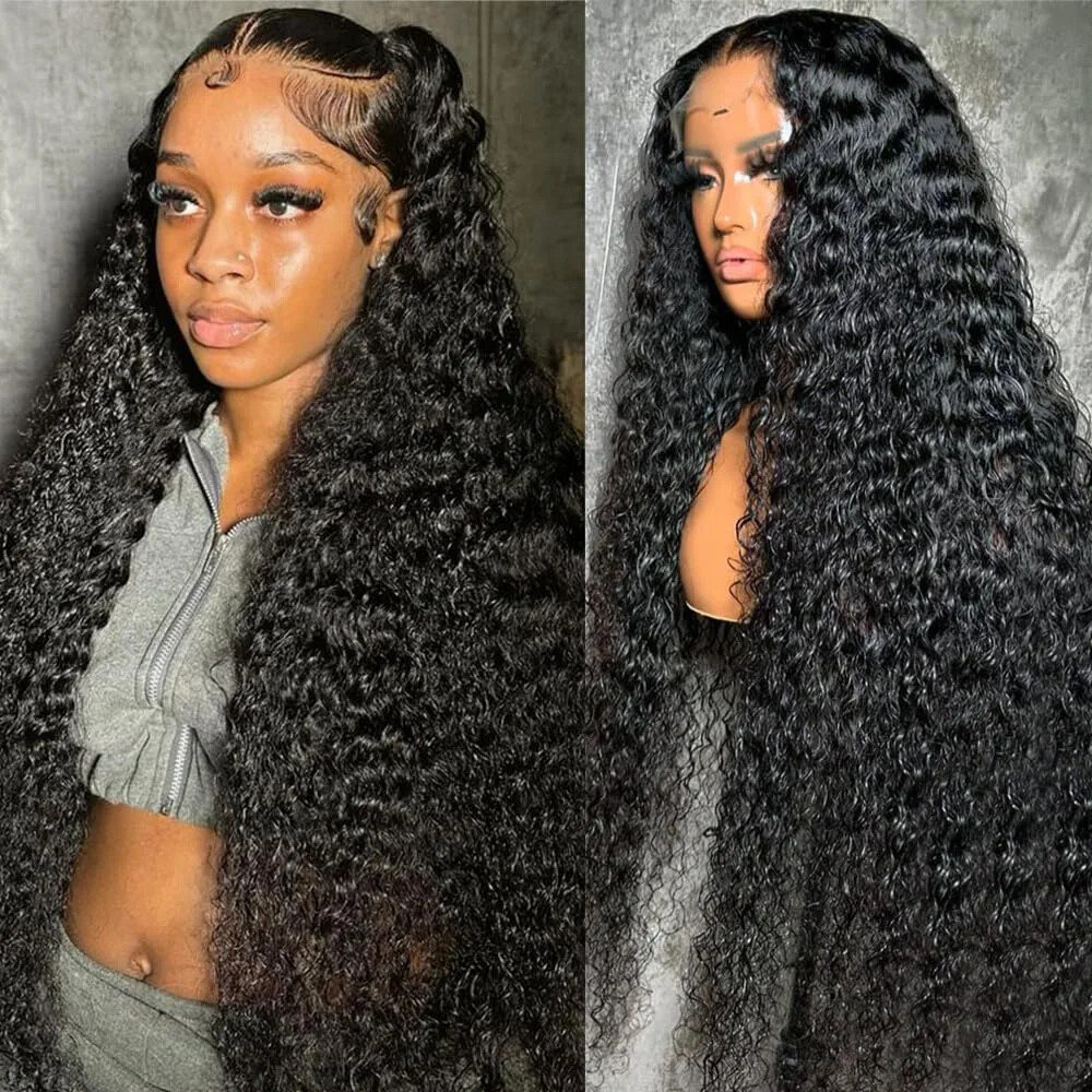 Deep Wave HD Human Hair Wigs HD Glueless Transparent Lace Frontal Brazilian Wigs