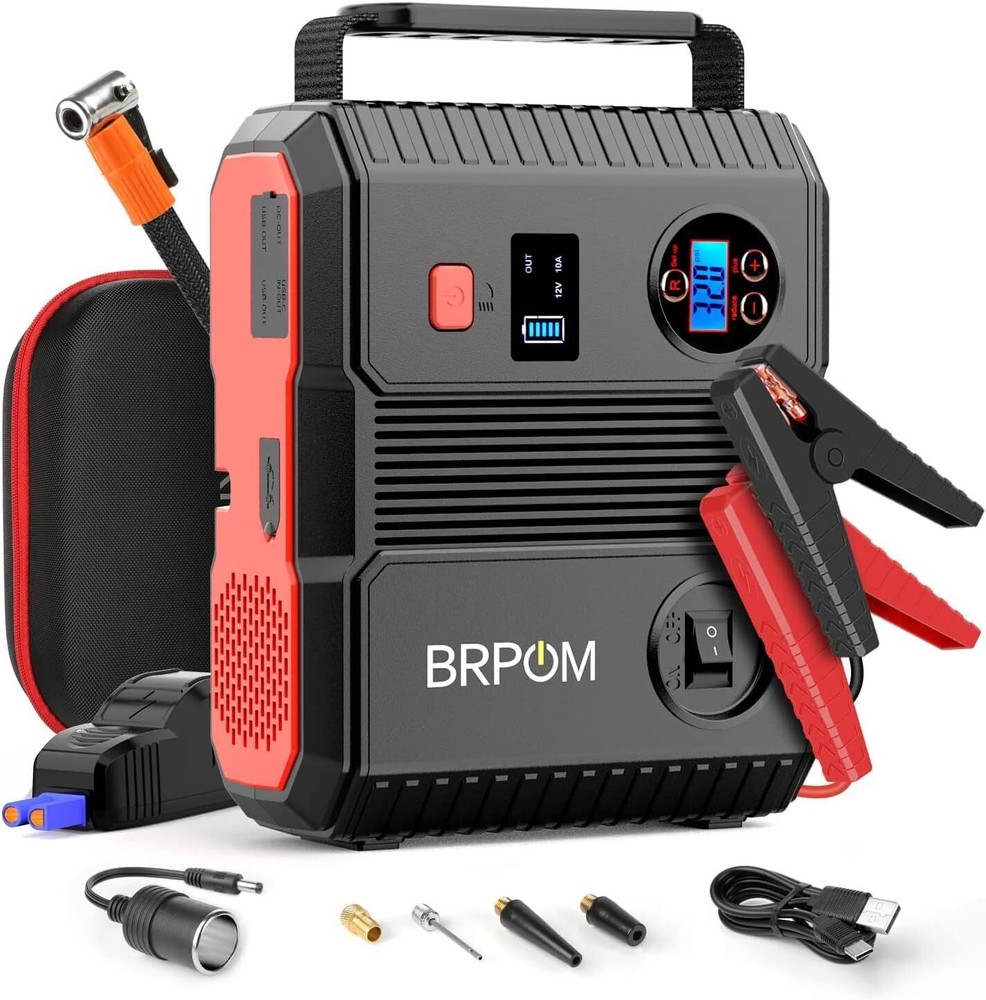 Car Jump Starter with Air Compressor, 150PSI 6000A Peak 24000mah (Up to All...