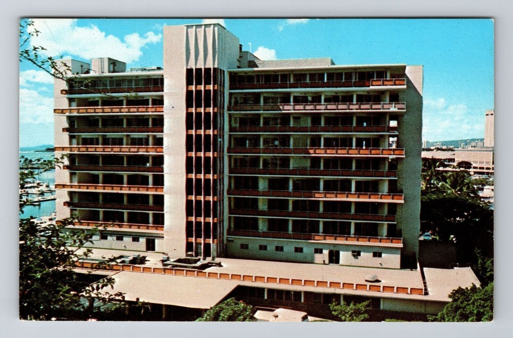 Waikiki HI-Hawaii, Waikiki Yacht Harbor, Vintage Postcard