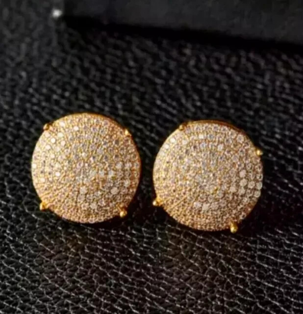 1.50Ct Round Cut Moissanite Cluster Stud Earrings in 14K Gold Plated