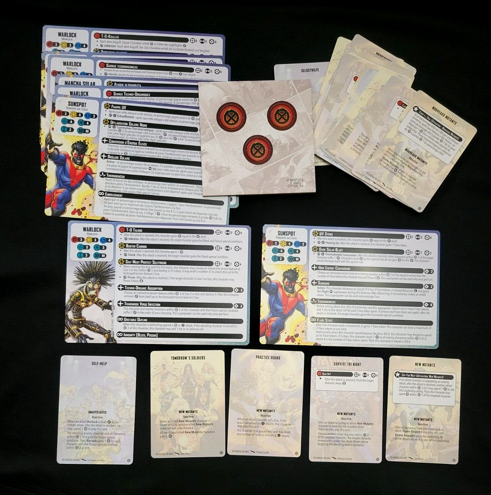 Marvel Crisis Protocol Sunspot and Warlock ONLY Rules Cards NO MINIS X-Men