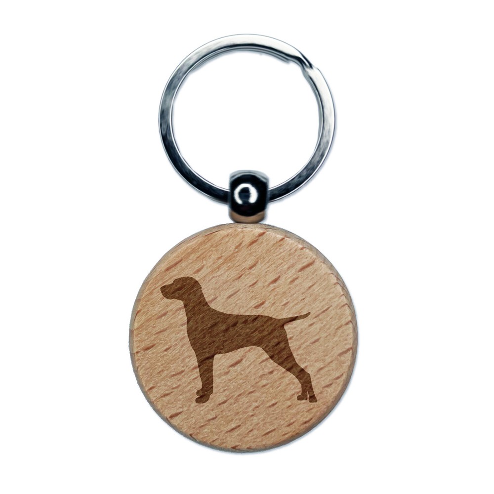 Hungarian Vizsla Dog Solid Engraved Wood Round Keychain Tag Charm