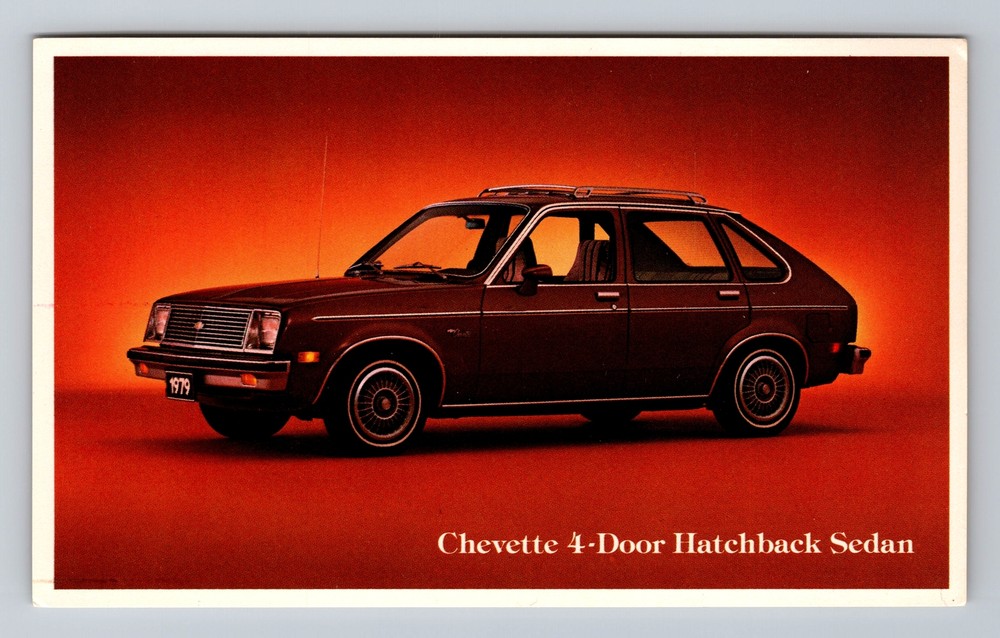 Vintage Car Postcard Chevette 4-Door Hatchback Sedan Retro View PC
