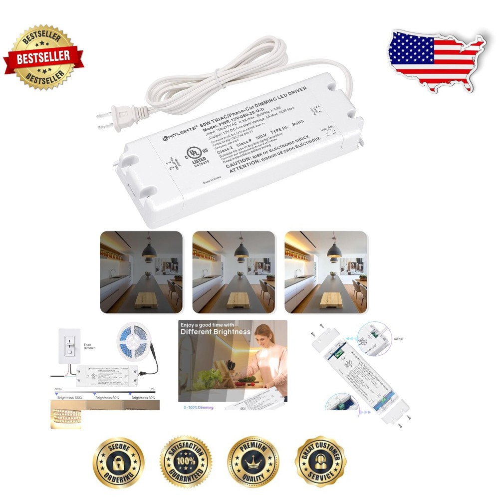 Safety Certified 60W Low Voltage Transformer with Dimming Capability for LEDs