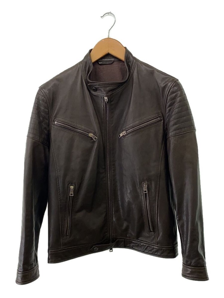 H.C.R Italia Brown Leather Blouson Jacket Size 46 Plain Design 1296