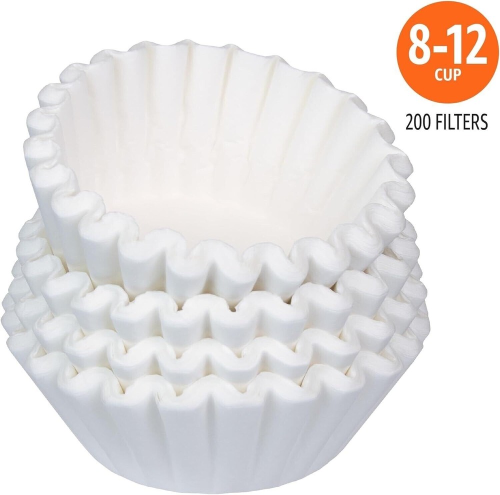 200-Count 8-12 Cup White Basket Coffee Filters Paper  