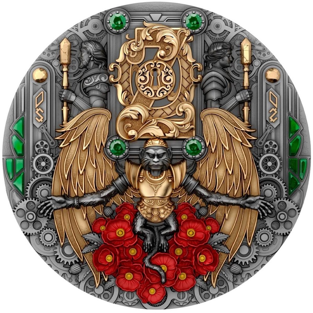 2024 Niue Passage to Oz 2 oz Silver Antiqued Gilded Colorized Coin