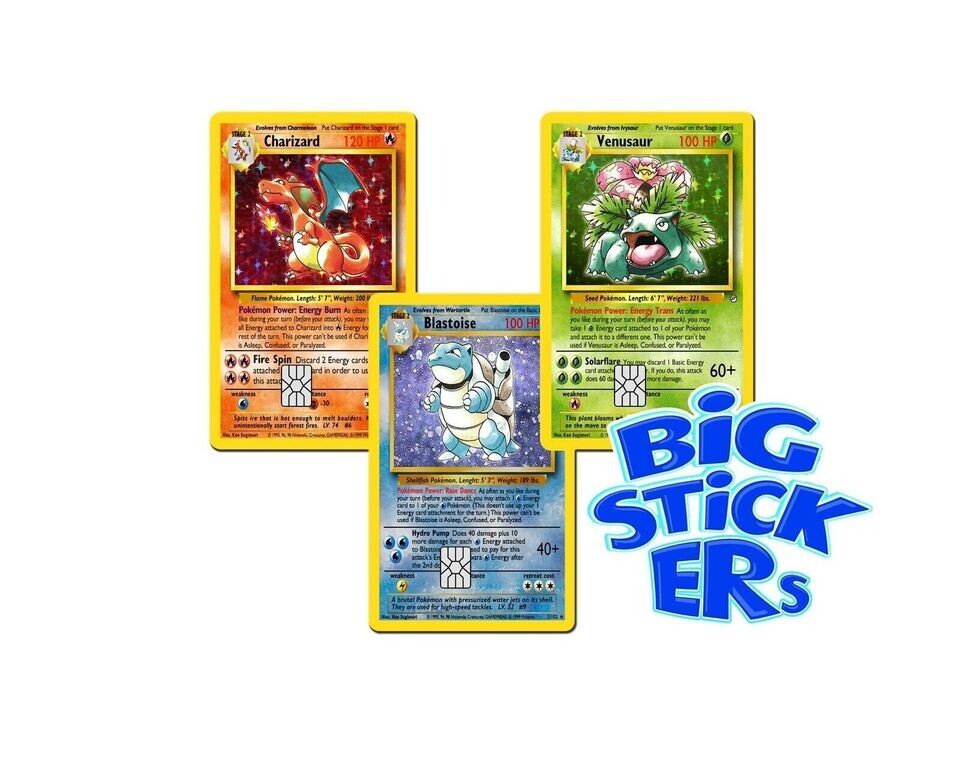 Pokemonstar Charizard Blastoise Venusaur Credit Card Skin Sticker Cover  -image