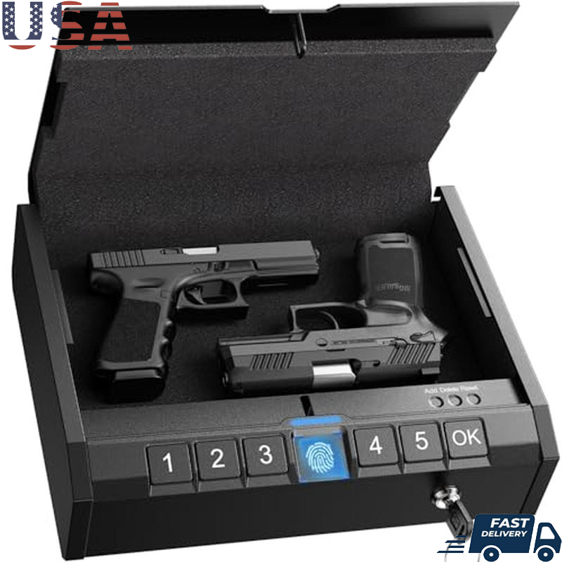 Biometric Gun Safe Quick Access Pistol Lock Fingerprint Keypad Portable Storage-image