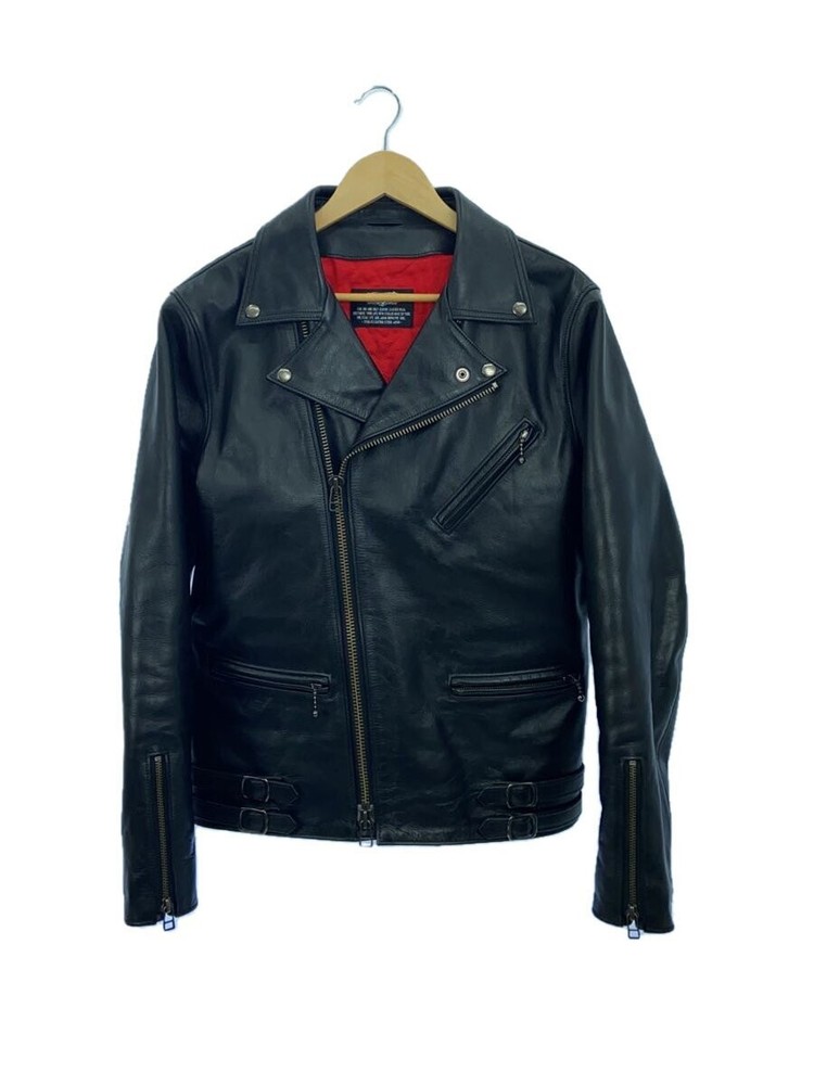 Men's Black Double Rider Leather Jacket - Style 1266