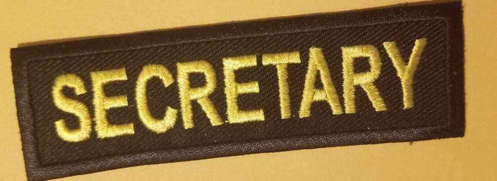 SECRETARY Club Officer Embroidered Patch Worldwide shipping gold/yellow