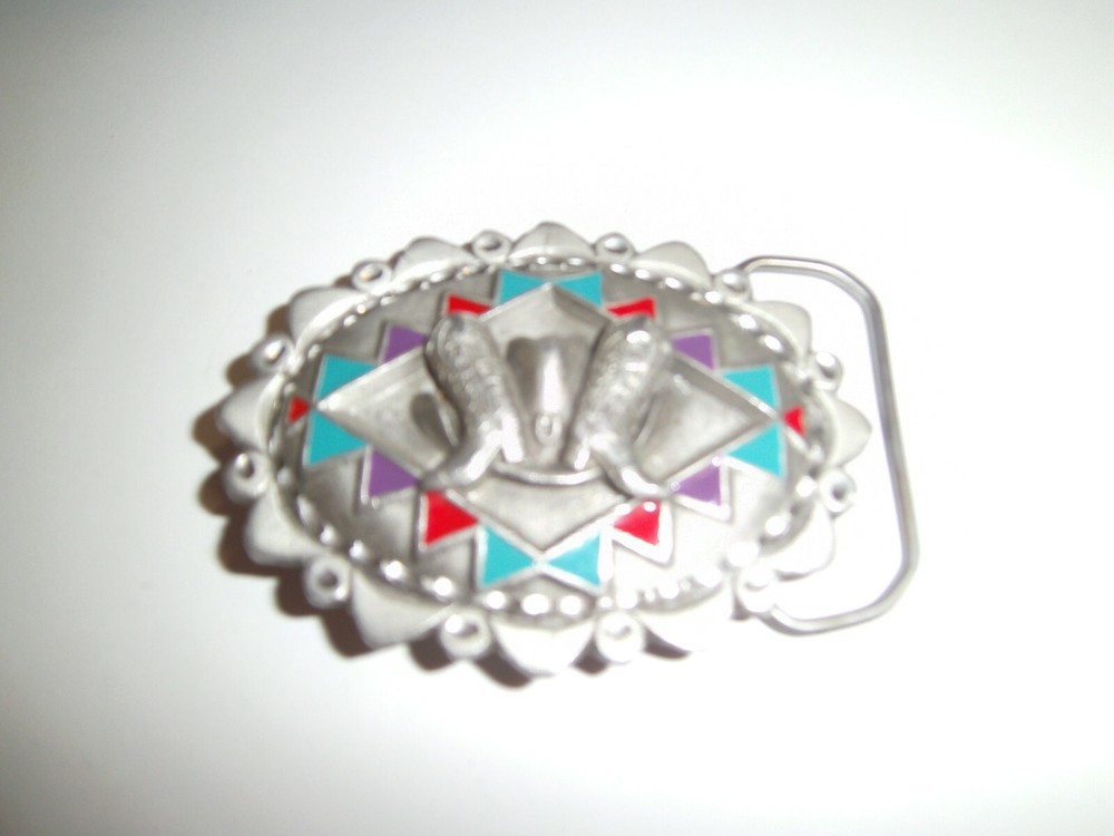 Cowboy Belt Buckle 1995  boots hat from the gap  About 3 inches long Pewter