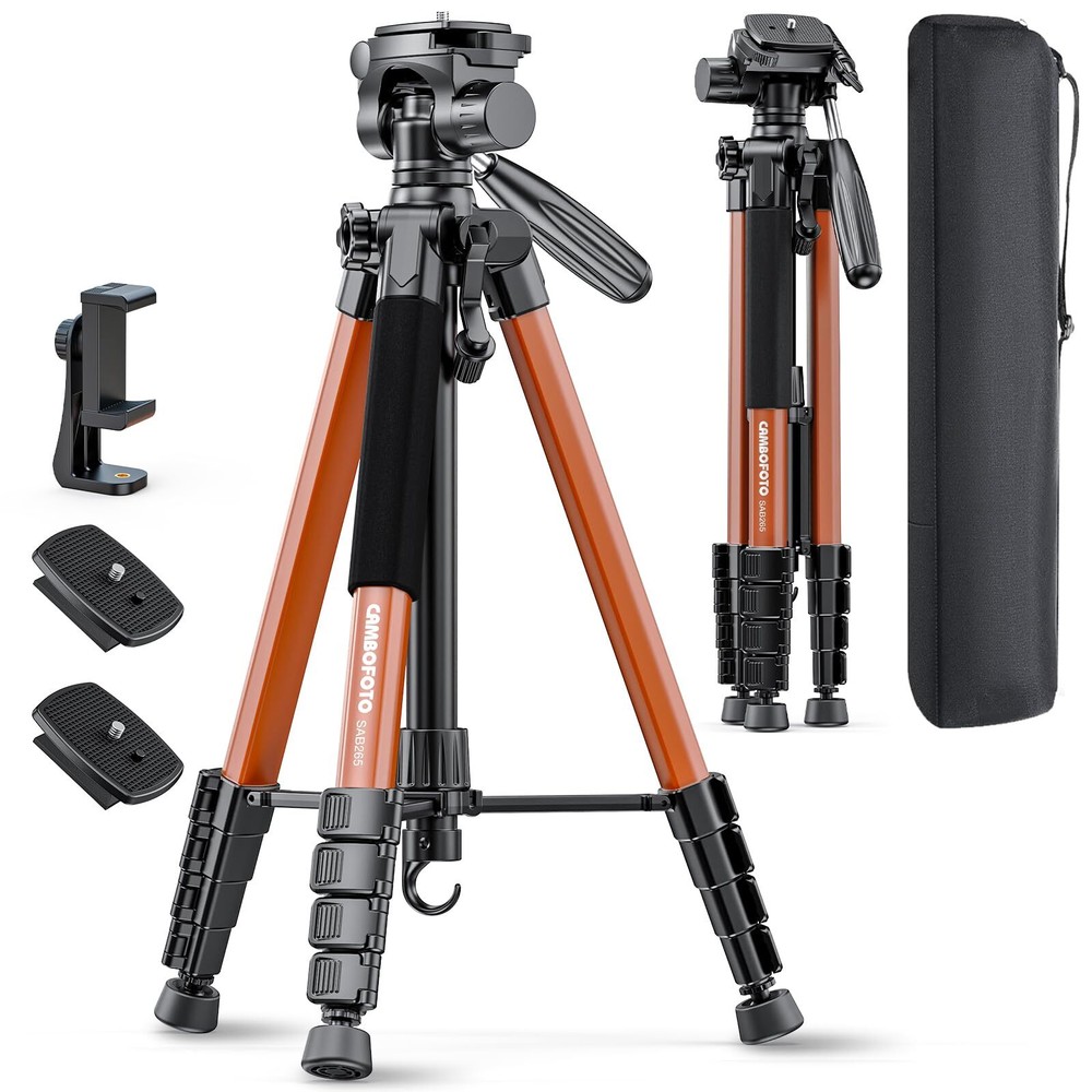 74 Inch Aluminum Heavy Duty Tripod Stand for Mirrorless and DSLR Cameras Professional Camera Tripod with Adjustable Height