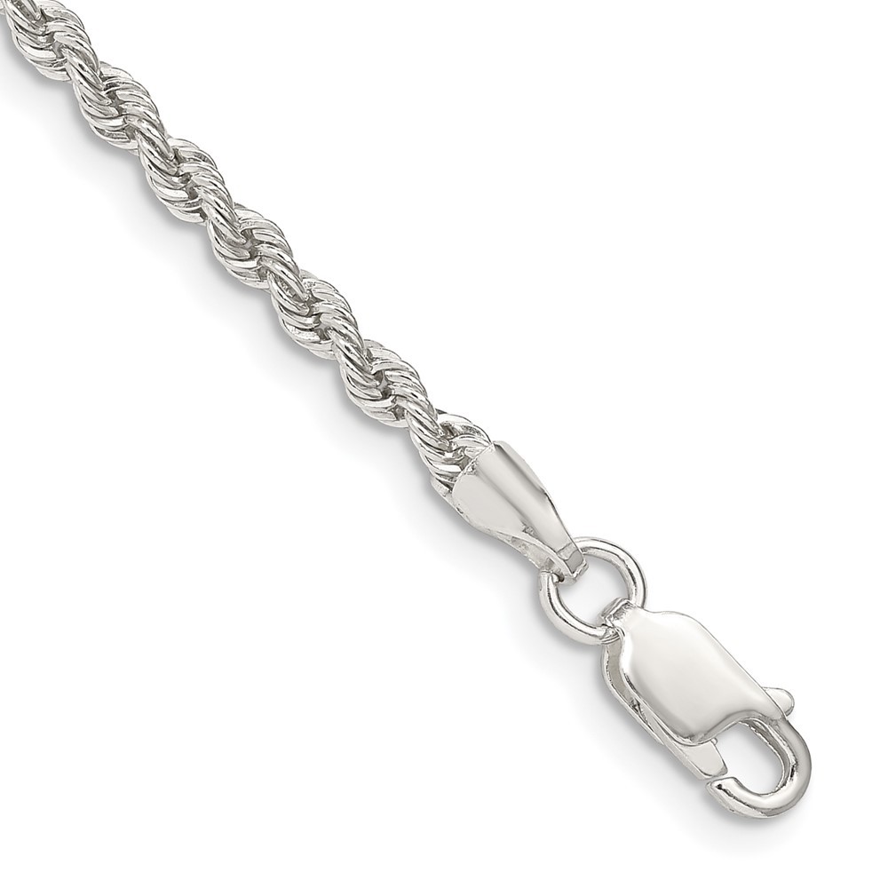 Sterling Silver 2.5mm Solid Rope Chain Anklet 10