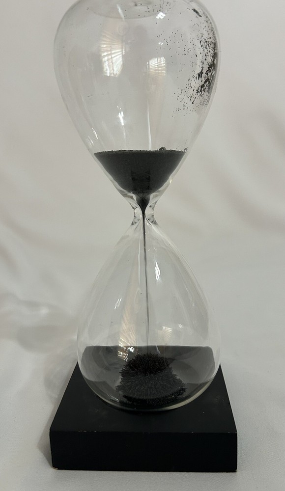 Magnetic Sand Glass Hourglass Timer with Black Wooden Base