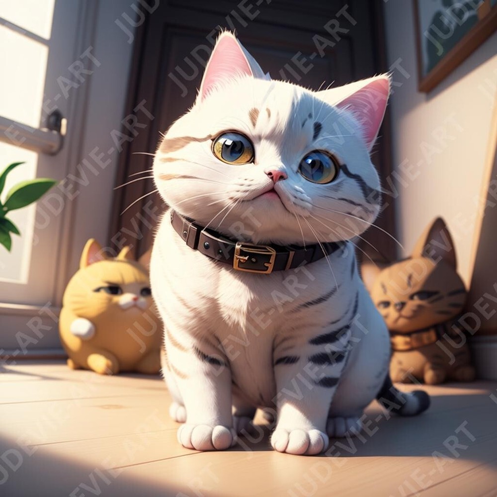 Cat-Themed Digital Art Wallpaper for Desktop Background