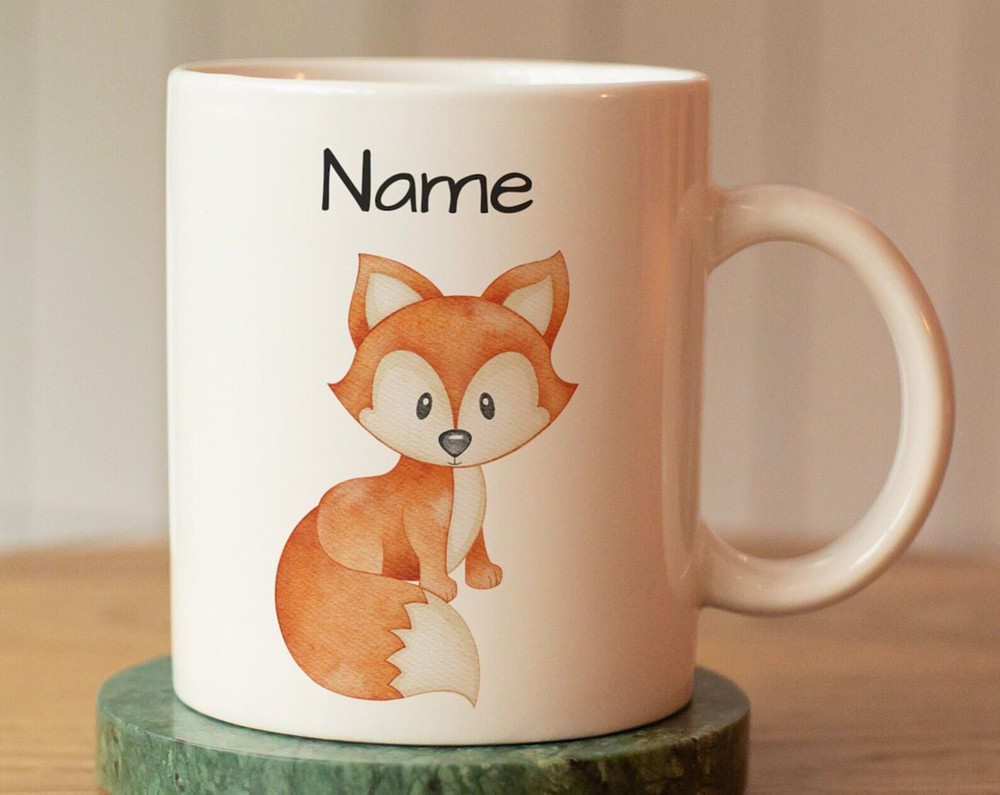 Custom Fox Mug for Kids with Name - Personalized Ceramic Gift-image