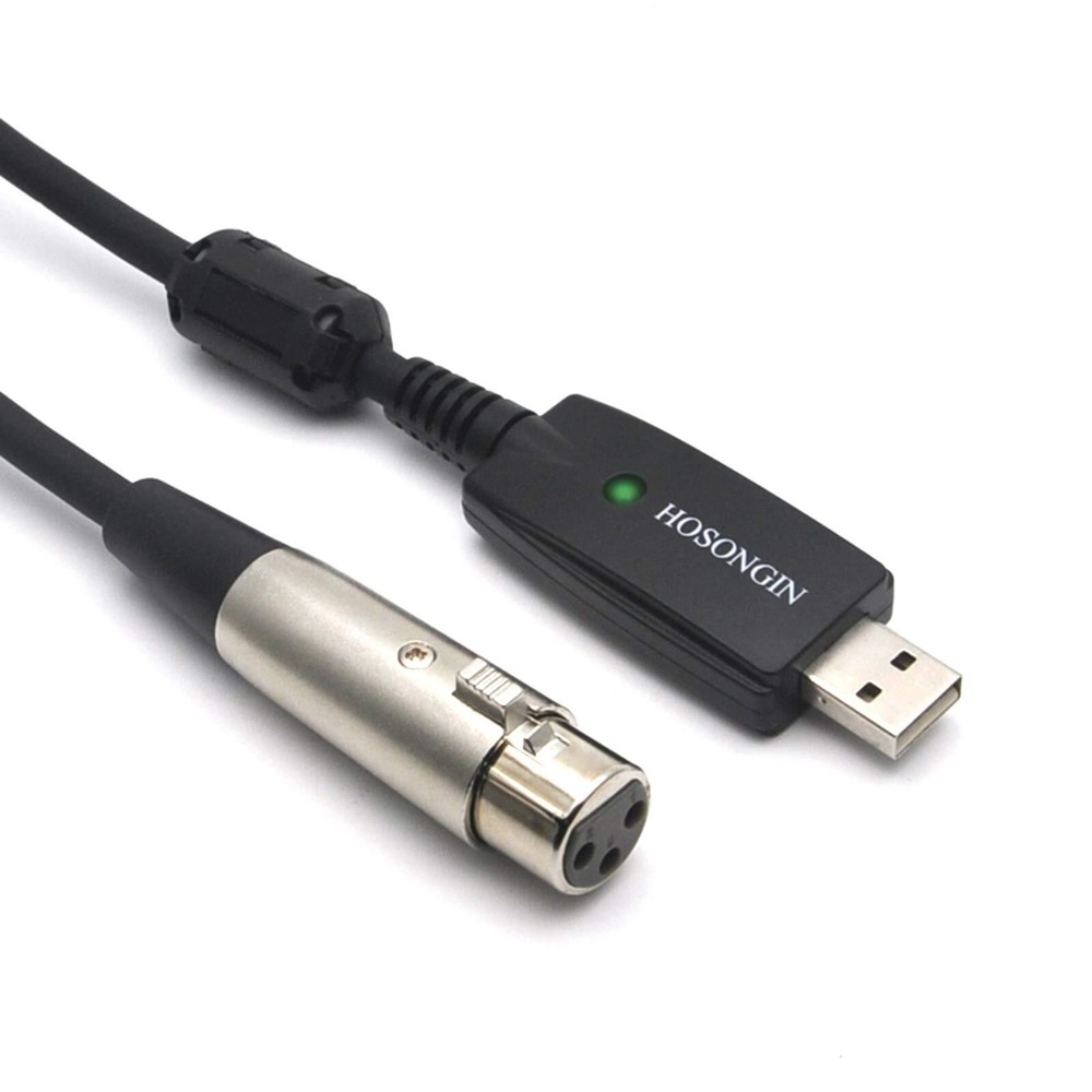 USB Audio Adapter with 48V Phantom Power for Condenser Mics 3.3ft Cable