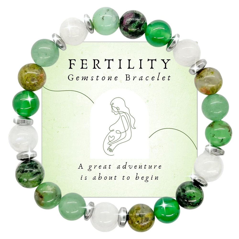 Natural Crystal Fertility Bracelet for Women with 8mm Gemstone Beads Stretch Gift Design