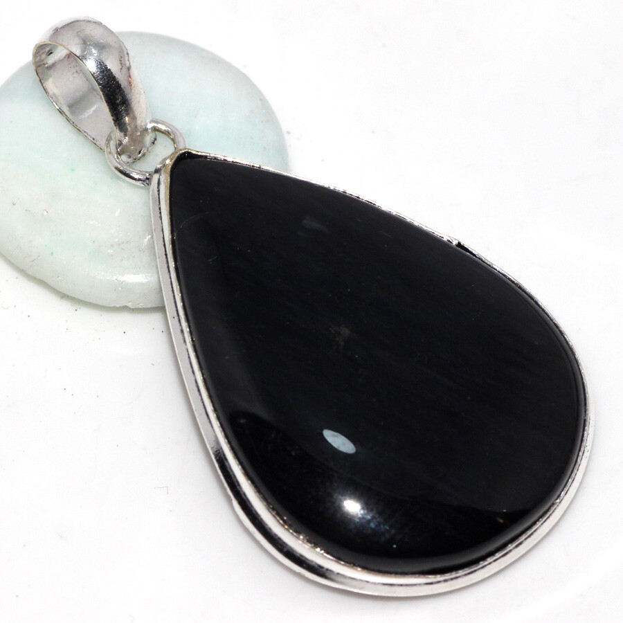 Black Onyx 925 Silver Plated Gemstone Pendant 2