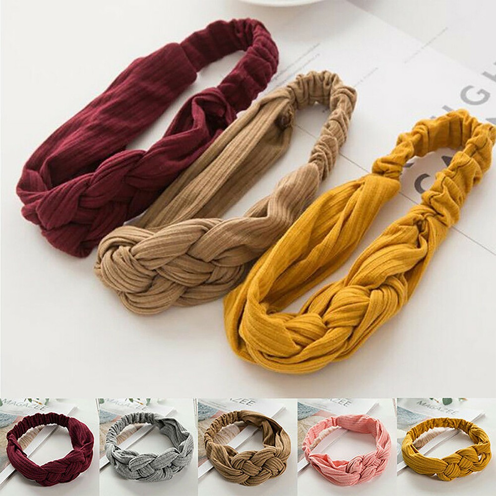 Elastic Yoga Headband for Women - Soft Wide Turban Twist Knot Hair Wrap  
