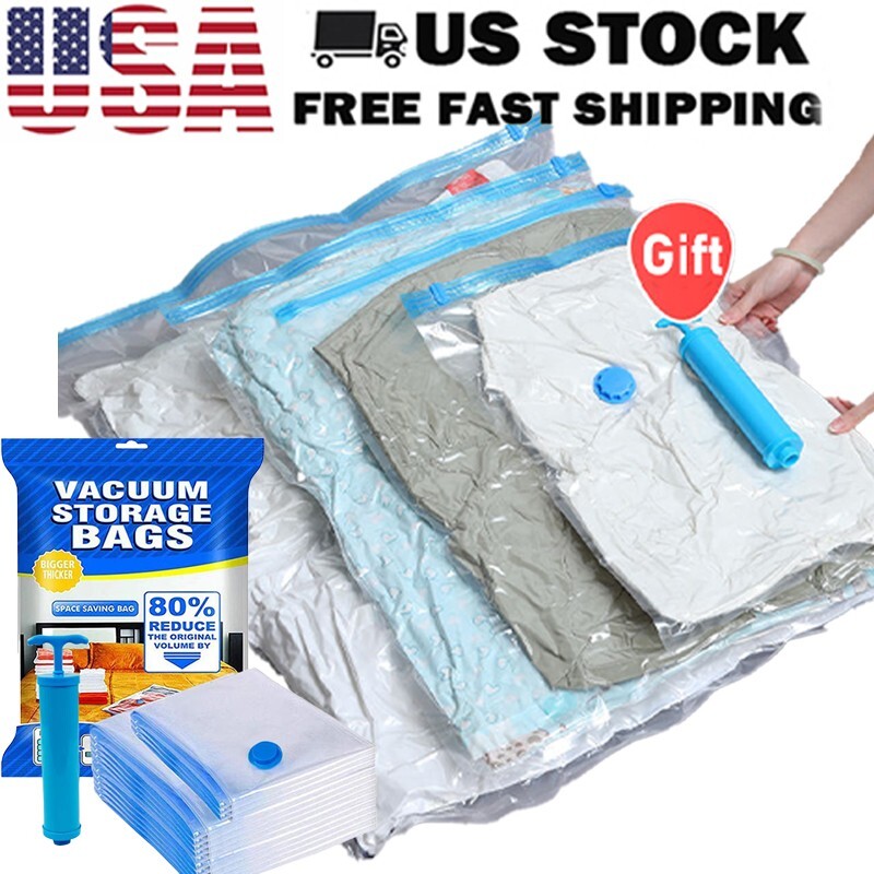 10-Pack Vacuum Storage Bags for Clothes Space Saving Compression Garment Seal